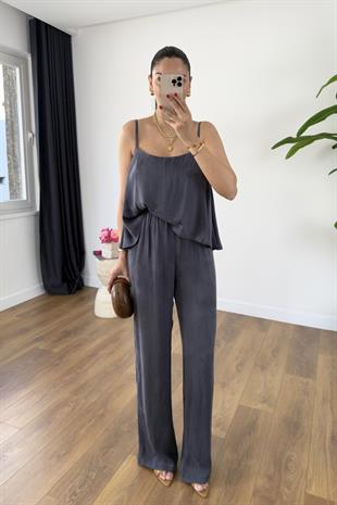 Loney İndigo Askı Ayarlanabilir Bluz Pantolon Takım