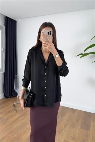 Losila Siyah Saten Gömlek