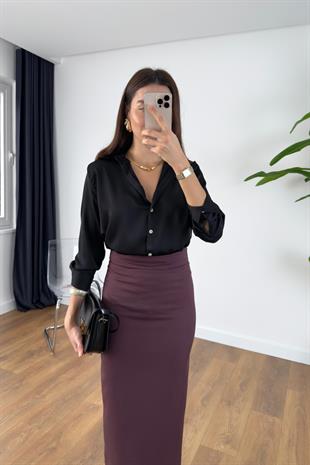 Losila Siyah Saten Gömlek