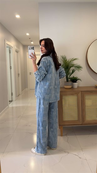 Loswe Mavi Gömlek Pantolon Denim Takım