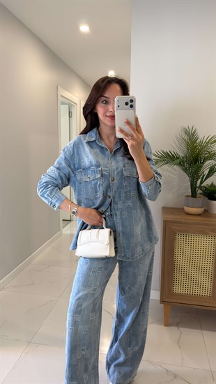 Loswe Mavi Gömlek Pantolon Denim Takım
