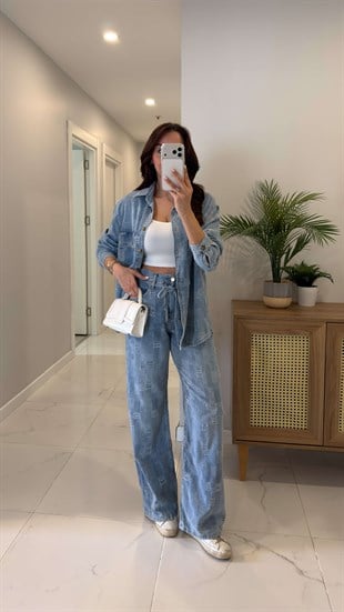 Loswe Mavi Gömlek Pantolon Denim Takım