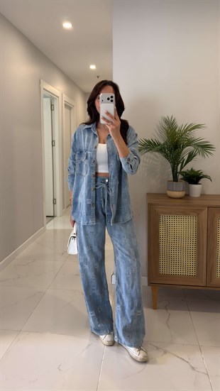 Loswe Mavi Gömlek Pantolon Denim Takım