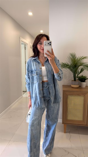 Loswe Mavi Gömlek Pantolon Denim Takım