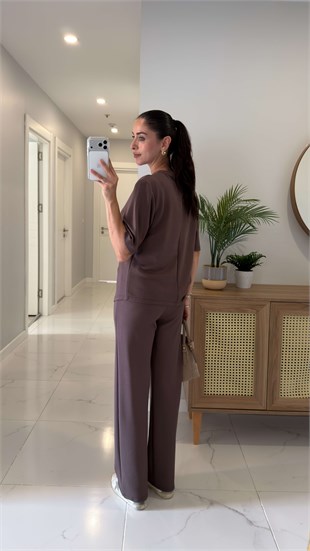 Lotte Kahve Burgu Detaylı Pantolon Takım