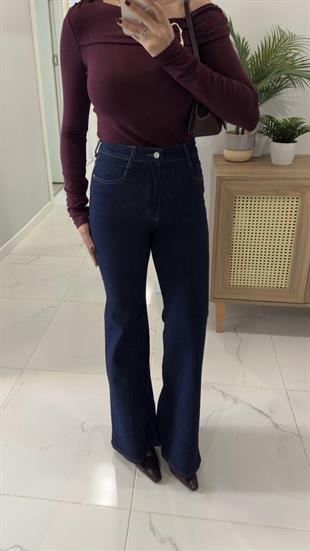 Lumiy Dark Blue İspanyol Paça Jean