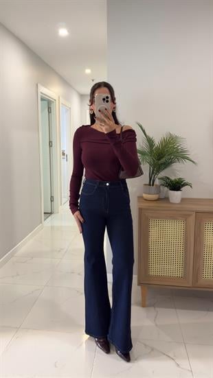 Lumiy Dark Blue İspanyol Paça Jean