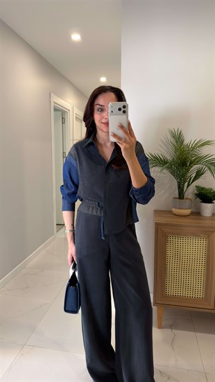 Lumyy Antrasit Garnili Gömlek Pantolon Takım