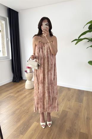 Luna Pembe Gold Zincir Detaylı Elbise