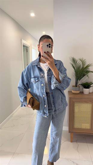 Lusso Mavi Kapak Cepli Kot Ceket