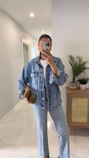 Lusso Mavi Kapak Cepli Kot Ceket