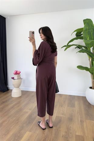 Luuma Bordo Bluz Yaka Detaylı Pantolon Takım
