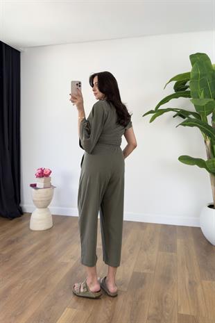 Luuma Haki Bluz Yaka Detaylı Pantolon Takım