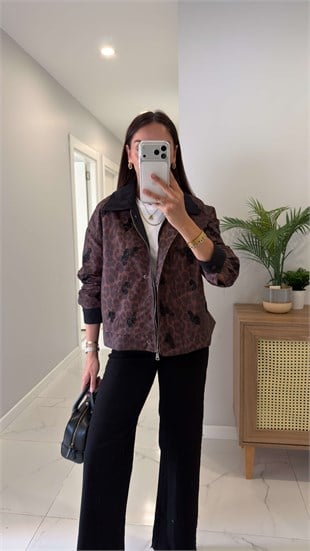 Malles Leopar Desenli Nakışlı Ceket