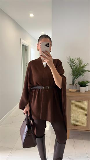 Manas Kahve Kemerli Triko Panço