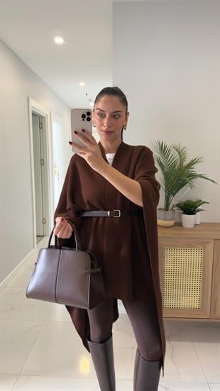 Manas Kahve Kemerli Triko Panço