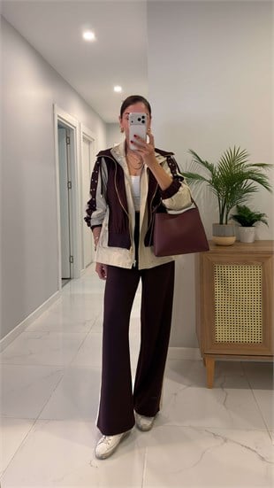 Manlyy Bordo Kapüşonlu Pantolon Takım