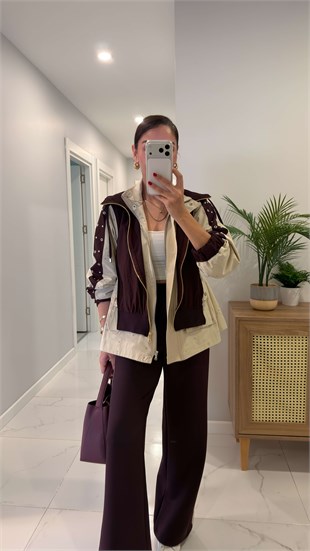 Manlyy Bordo Kapüşonlu Pantolon Takım
