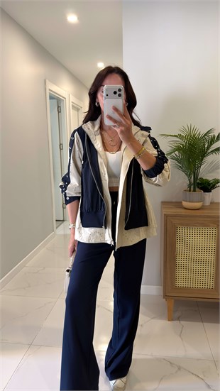 Manlyy Lacivert Kapüşonlu Pantolon Takım