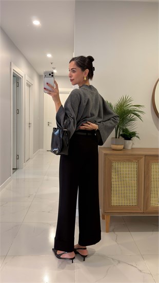 Maria Siyah Kemerli Pantolon