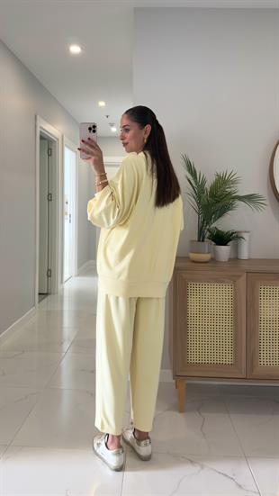 Marla Sarı Uzun Kol Pantolon Modal Takım