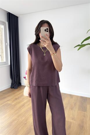 MD Alice Bordo Vatka Detaylı Keten Takım