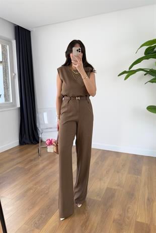 MD Alice Kahve Vatka Detaylı Keten Takım