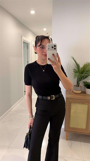MD Asilla Siyah Basic Kısa Kol Triko