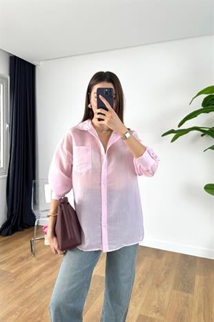 MD Benna Pembe Beyaz Çizgili Gömlek