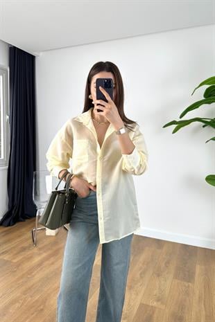 MD Benna Sarı Beyaz Çizgili Gömlek