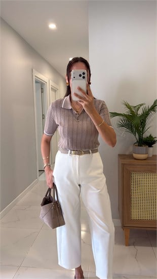 MD Elda Vizon Polo Yaka Kısa Kollu Triko