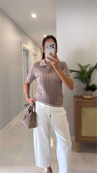 MD Elda Vizon Polo Yaka Kısa Kollu Triko