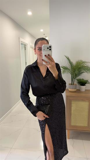 MD Ferisa Siyah Saten Gömlek