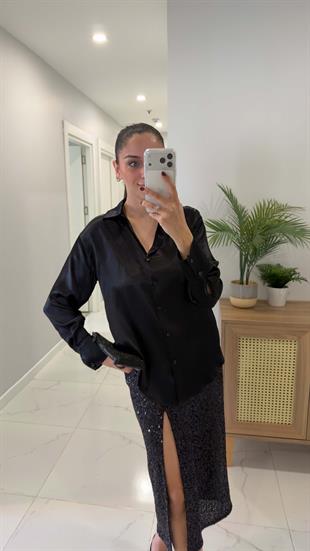 MD Ferisa Siyah Saten Gömlek