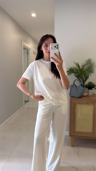 MD Frols Beyaz Kısa Kollu Pantolon Takım