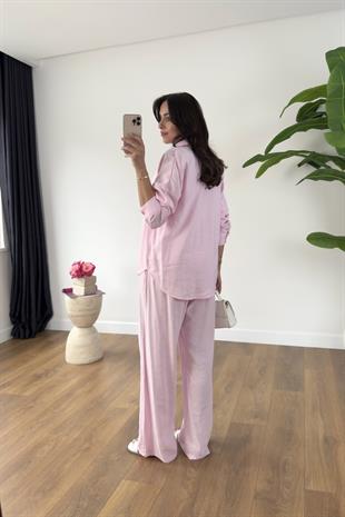 MD Hunaya Pembe Tensel Gömlek Pantolon Takım