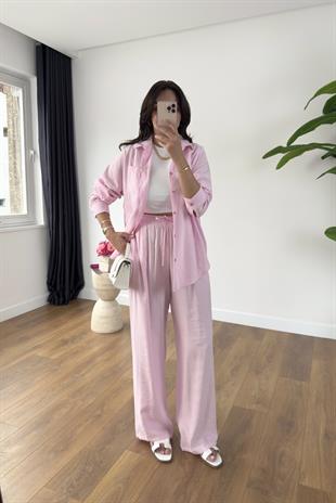 MD Hunaya Pembe Tensel Gömlek Pantolon Takım