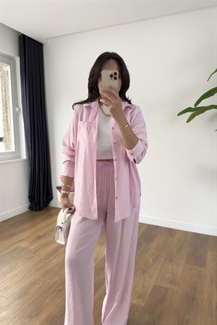 MD Hunaya Pembe Tensel Gömlek Pantolon Takım