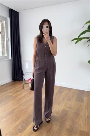 MD Jensan Mürdüm Tensl Yelek Pantolon Takım