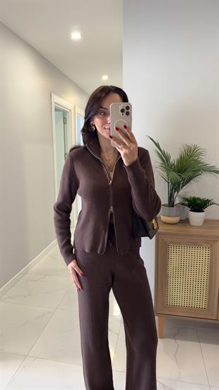 MD Jua Kahve Fermuarlı Triko Takım