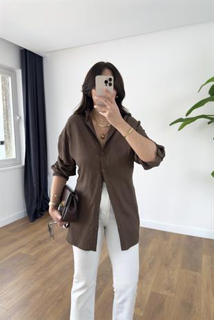 MD Kai Acı Kahve Beli Bağlamalı Gömlek