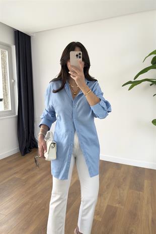 MD Kai Bebe Mavi Beli Bağlamalı Gömlek