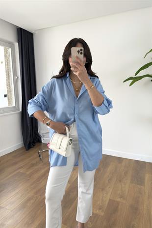 MD Kai Bebe Mavi Beli Bağlamalı Gömlek