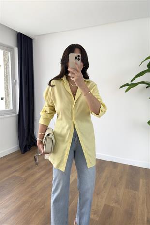 MD Kai Sarı Beli Bağlamalı Gömlek