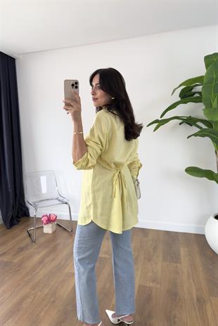MD Kai Sarı Beli Bağlamalı Gömlek