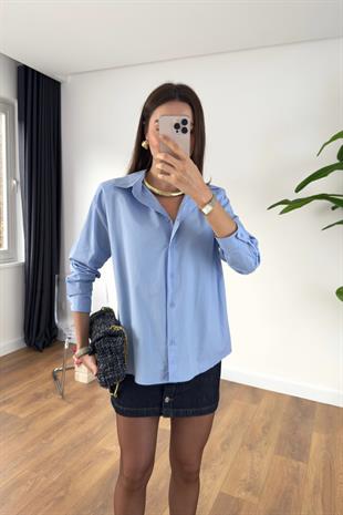 MD Kones Bebe Mavi Vatkalı Gömlek