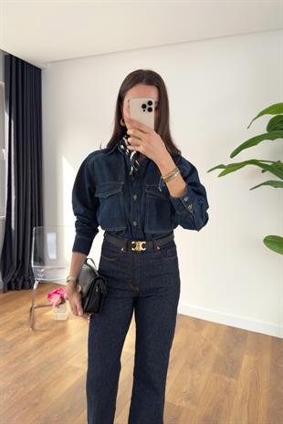 MD Korteks Lacivert Cep Detaylı Denım Gömlek