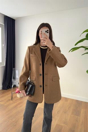 MD Posla Camel Cep Detaylı Astarlı Ceket