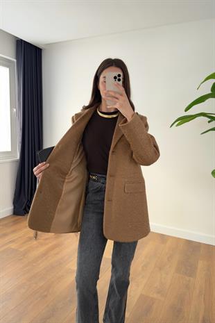 MD Posla Camel Cep Detaylı Astarlı Ceket