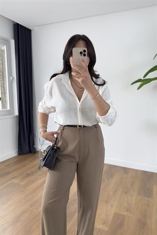 MD Razy Beyaz Keten Gömlek